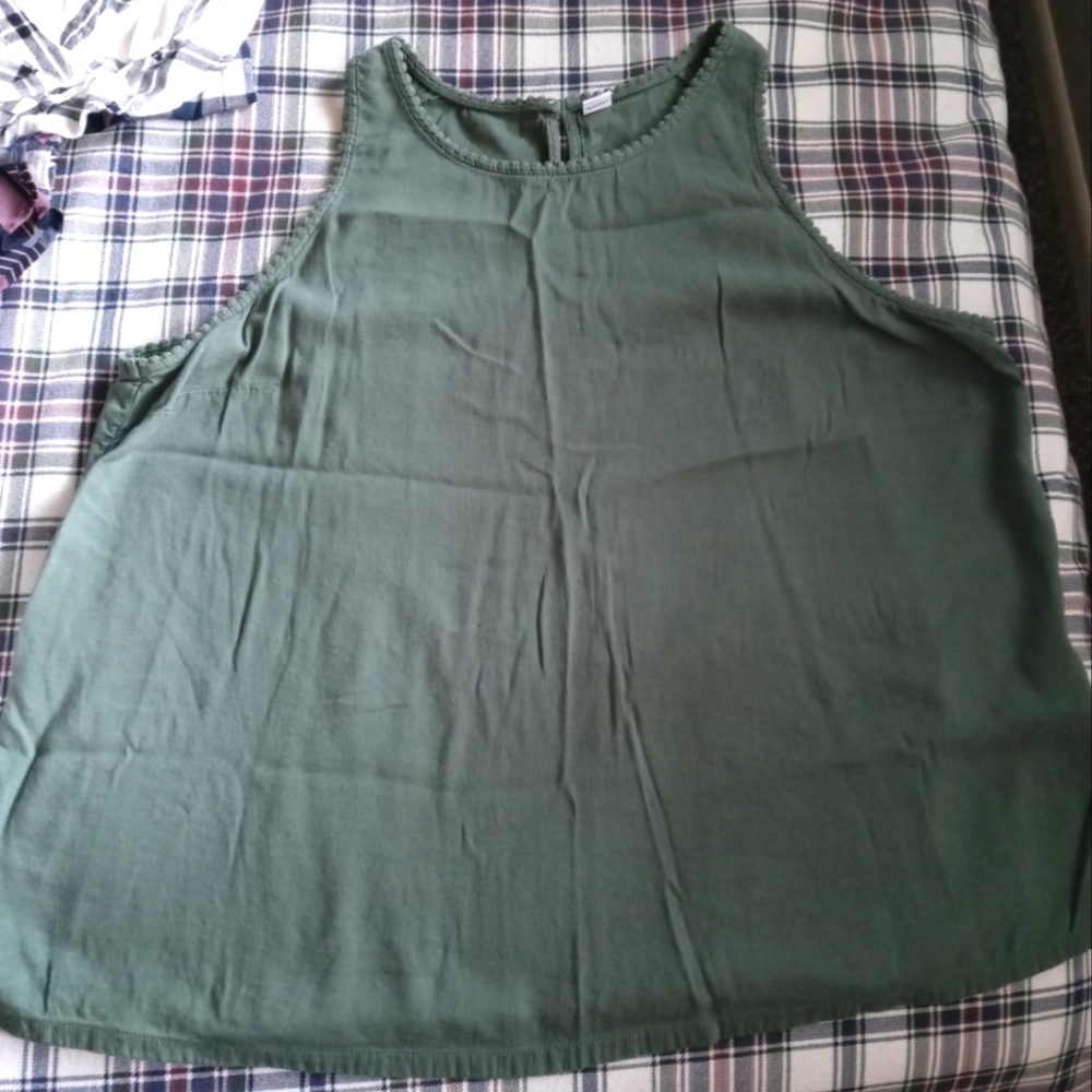 Forest green cotton tank top